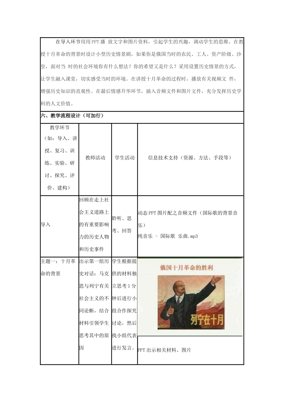 高中历史 第19课 俄国十月社会主义革命教案17 岳麓版必修1-岳麓版高一必修1历史教案_第2页