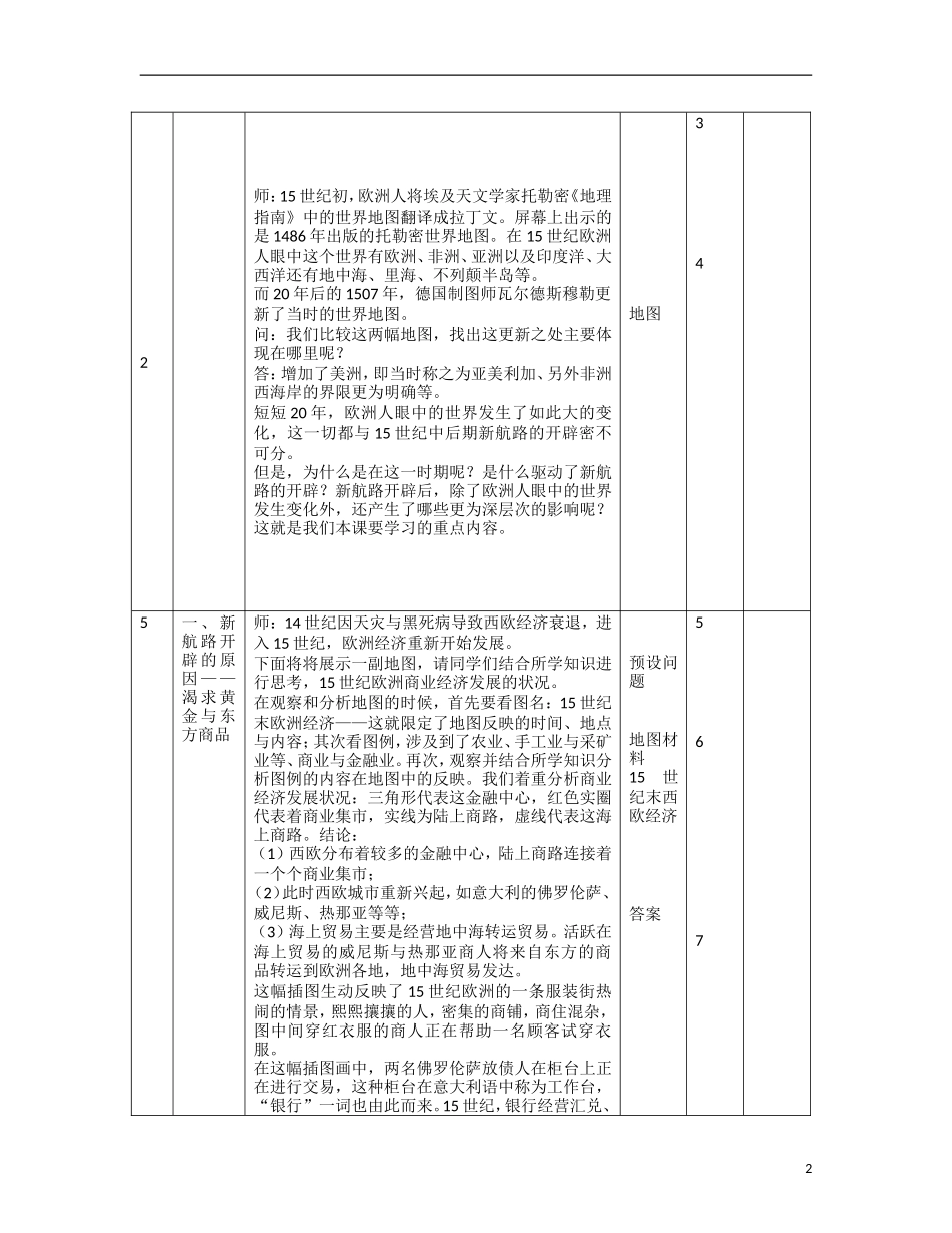 高中历史 第二单元 第5课 开辟新航路教案 新人教版必修2_第2页