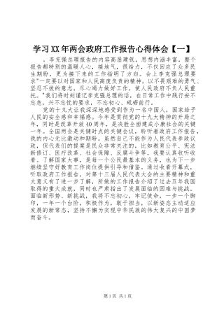 学习XX年两会政府工作报告心得体会【一】