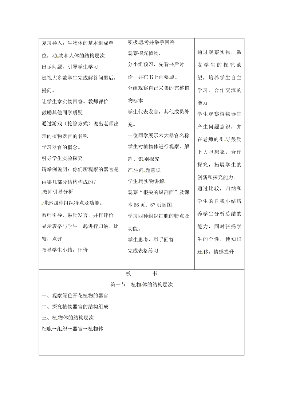 吉林省四平市第十七中学七年级生物上册 植物体的结构层次教案3 新人教版_第2页