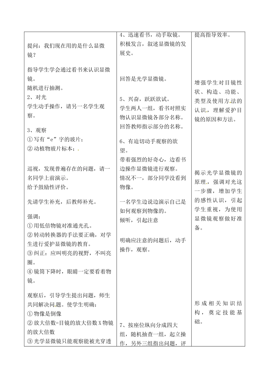 吉林省四平市第十七中学七年级生物上册 练习使用显微镜教案2 新人教版_第2页