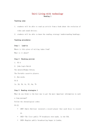 高中英语 Unit1 Reading教案1 牛津译林版选修7-牛津版高二选修7英语教案