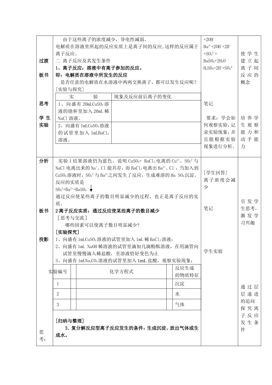 高中化学第二章离子反应教学教案必修1_第2页