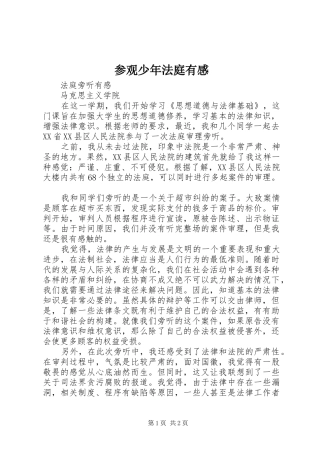 参观少年法庭有感