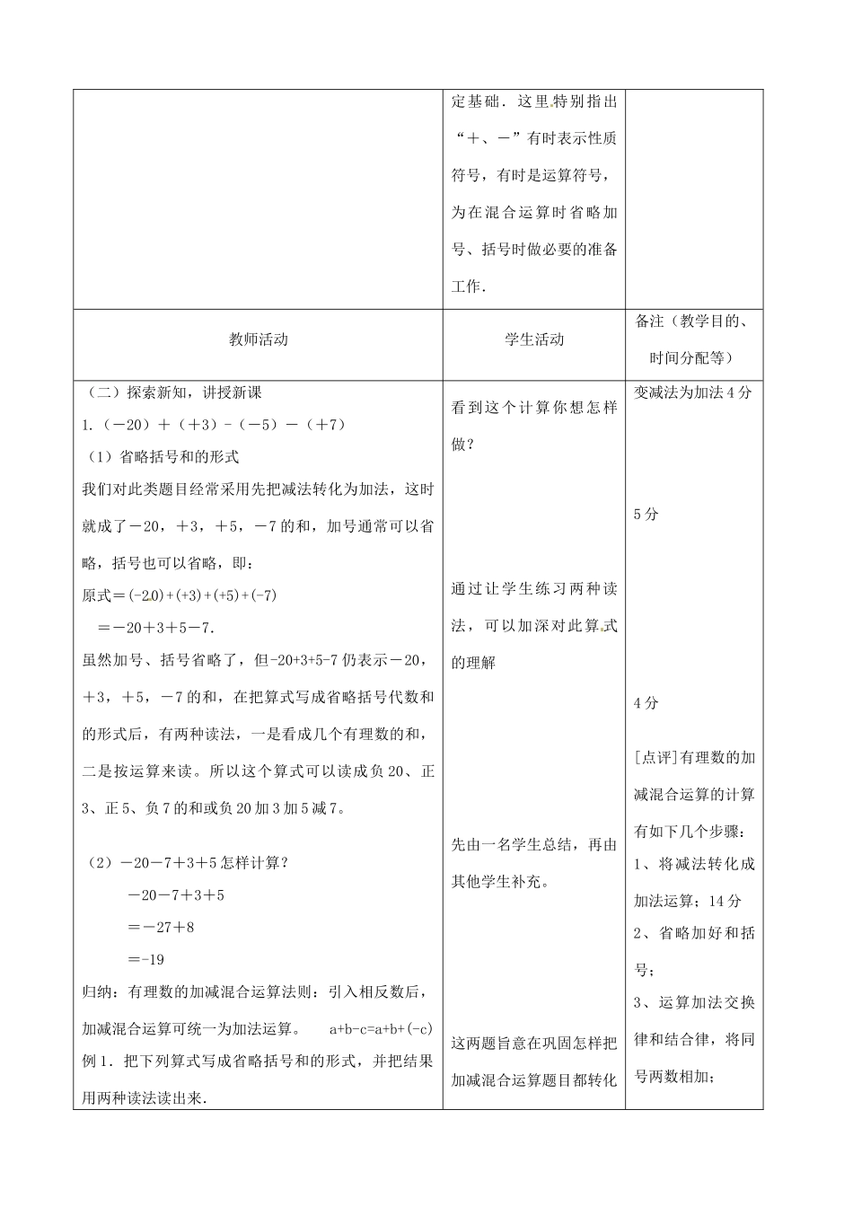 江苏省无锡市七年级数学上册 1.3.2 有理数的减法教案1 新人教版_第2页