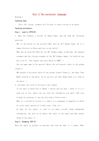 高中英语 Unit2 Reading教案1 牛津译林版选修8-牛津版高二选修8英语教案