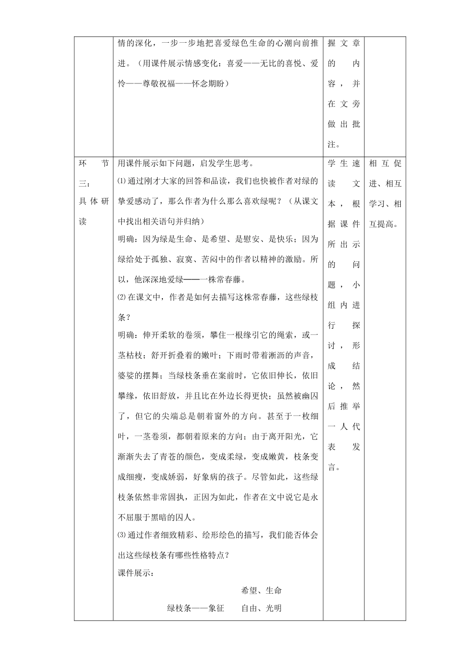 高中语文 3.1 囚绿记教学设计 新人教版必修2-新人教版高一必修2语文教案_第3页