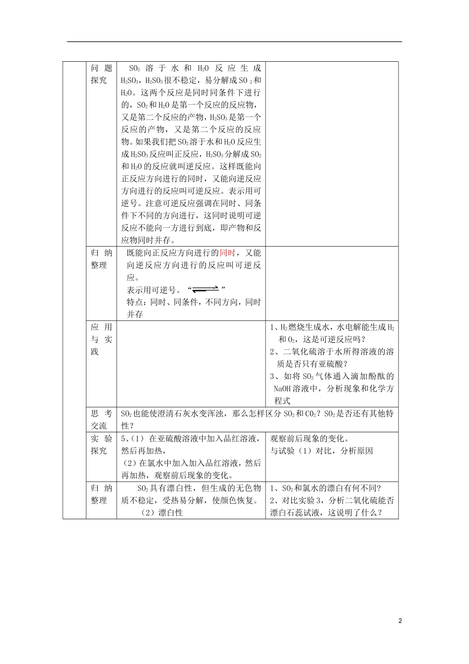高中化学《硫和氮的氧化物》教案19 新人教版必修1_第2页