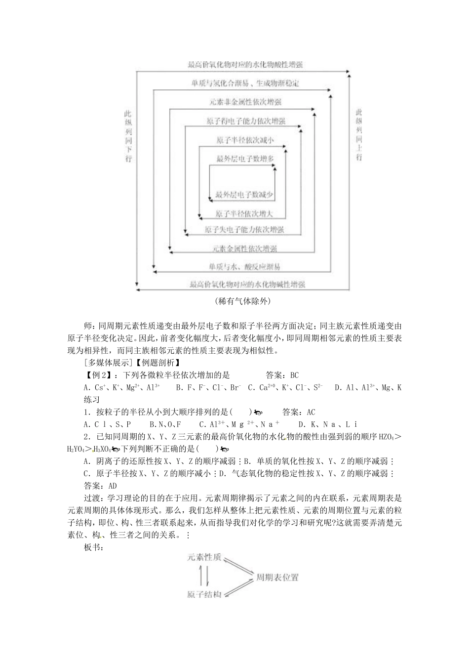 高中化学全套教案：第一章《物质结构 元素周期律》复习课三维目标教学案（第2课时）人教必修2_第2页