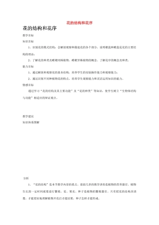 江西省信丰中学八年级生物上册《花的结构和花序》教案 新人教版