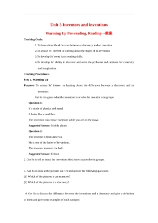 高中英语unit3Warming up,pre-reading and reading教案新人教版选修8
