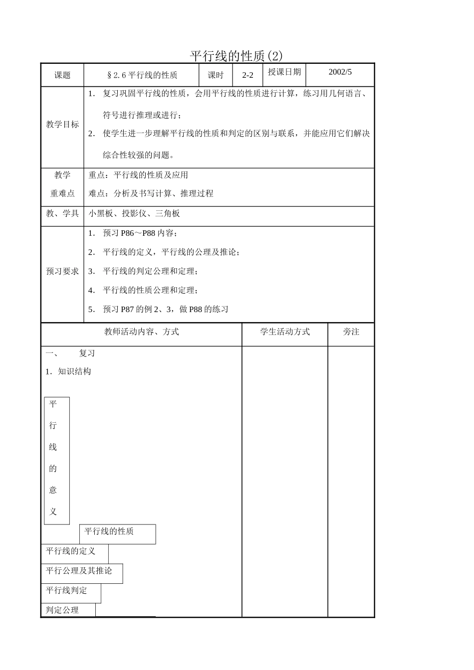 八年级数学平行线的性质教案(2)鲁教版_第1页