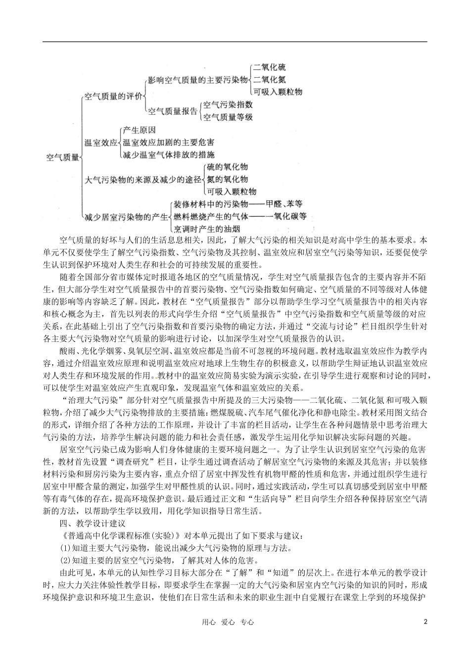 高中化学《空气质量的改善》教案（1） 鲁科版必修2_第2页