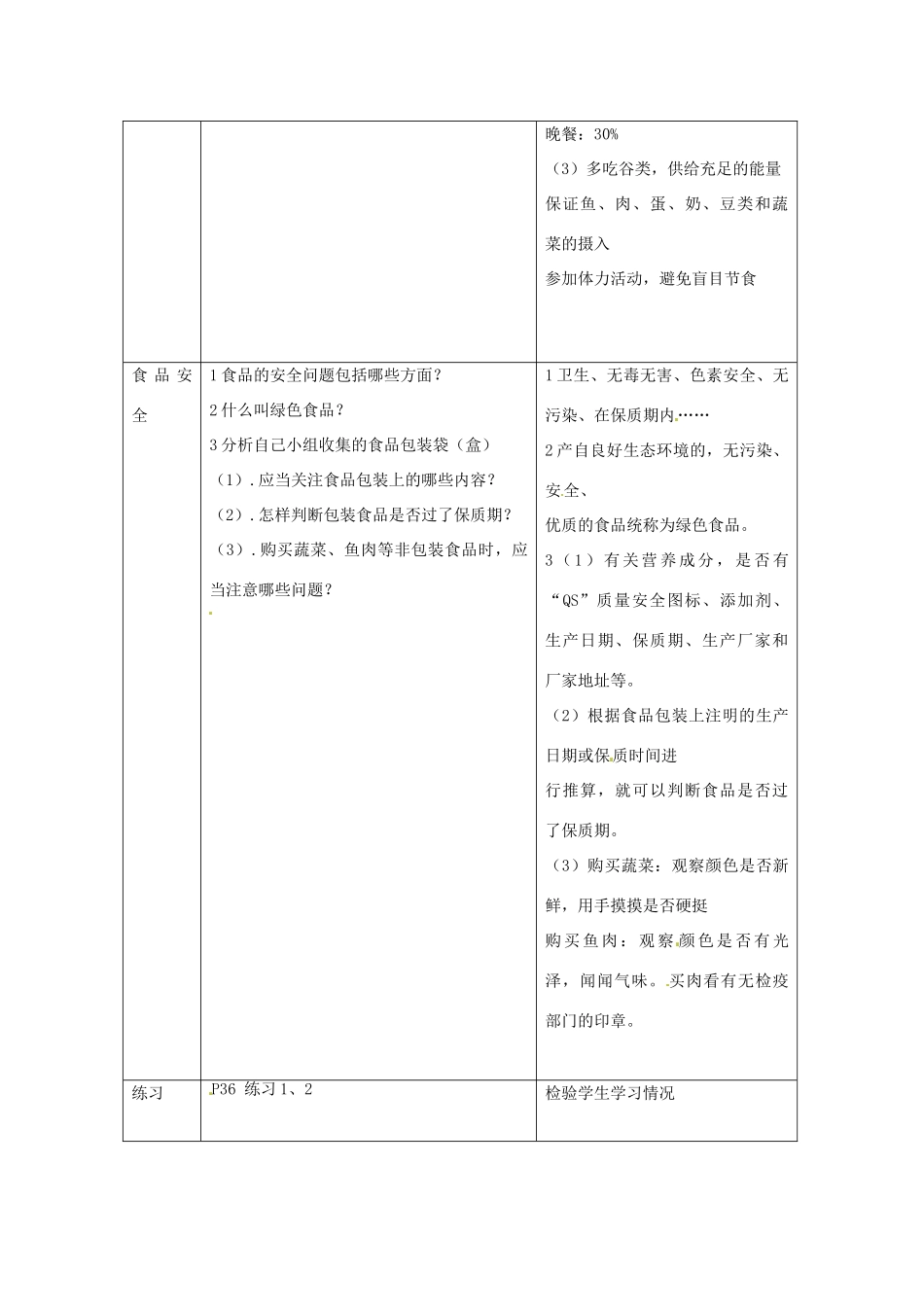 湖南省长沙市长郡芙蓉中学七年级生物下册《4.2.3 合理营养和食品安全》教案 新人教版_第3页