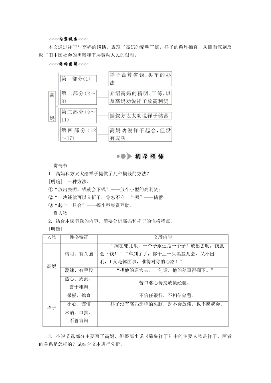 高中语文 第八单元 第16课《骆驼祥子》高妈讲义 新人教版选修《中国小说欣赏》-新人教版高二《中国小说欣赏》语文教案_第3页