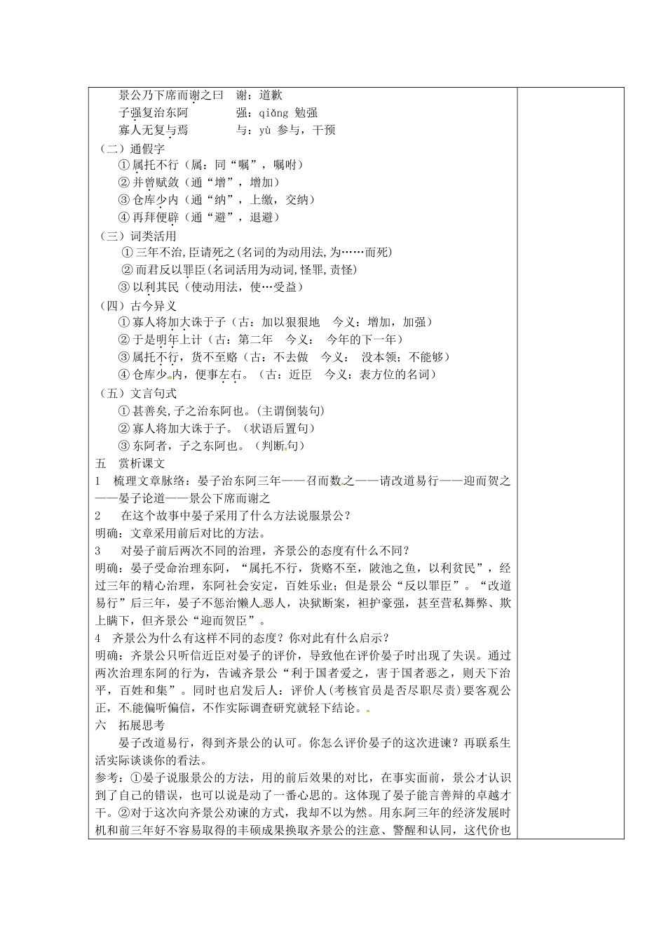 高中语文 18 晏子治东阿教案 粤教版必修4-粤教版高二必修4语文教案_第2页