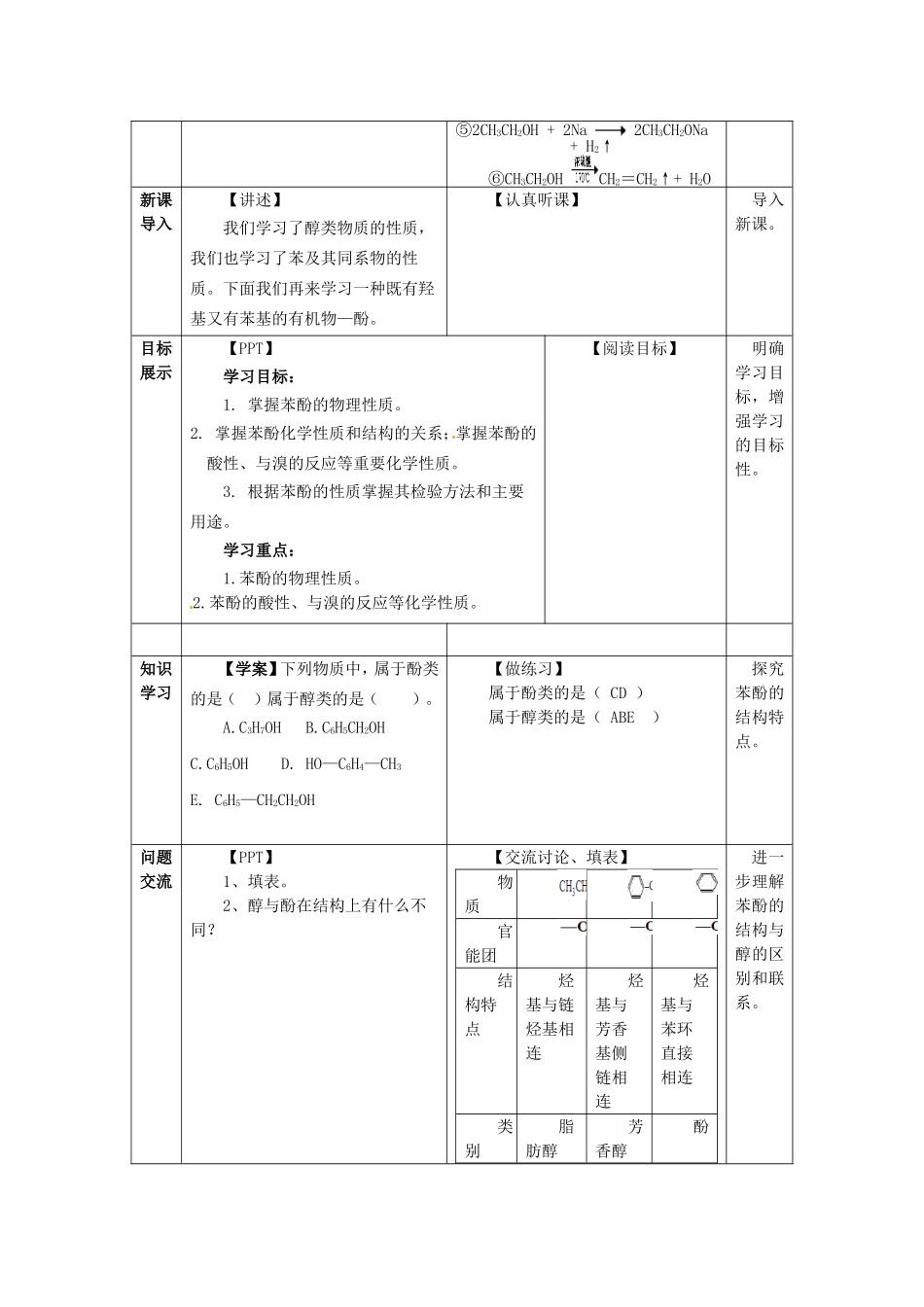 高中化学 第2章 第2节 醇和酚 第4课时教案 鲁科版选修5-鲁科版高二选修5化学教案_第2页
