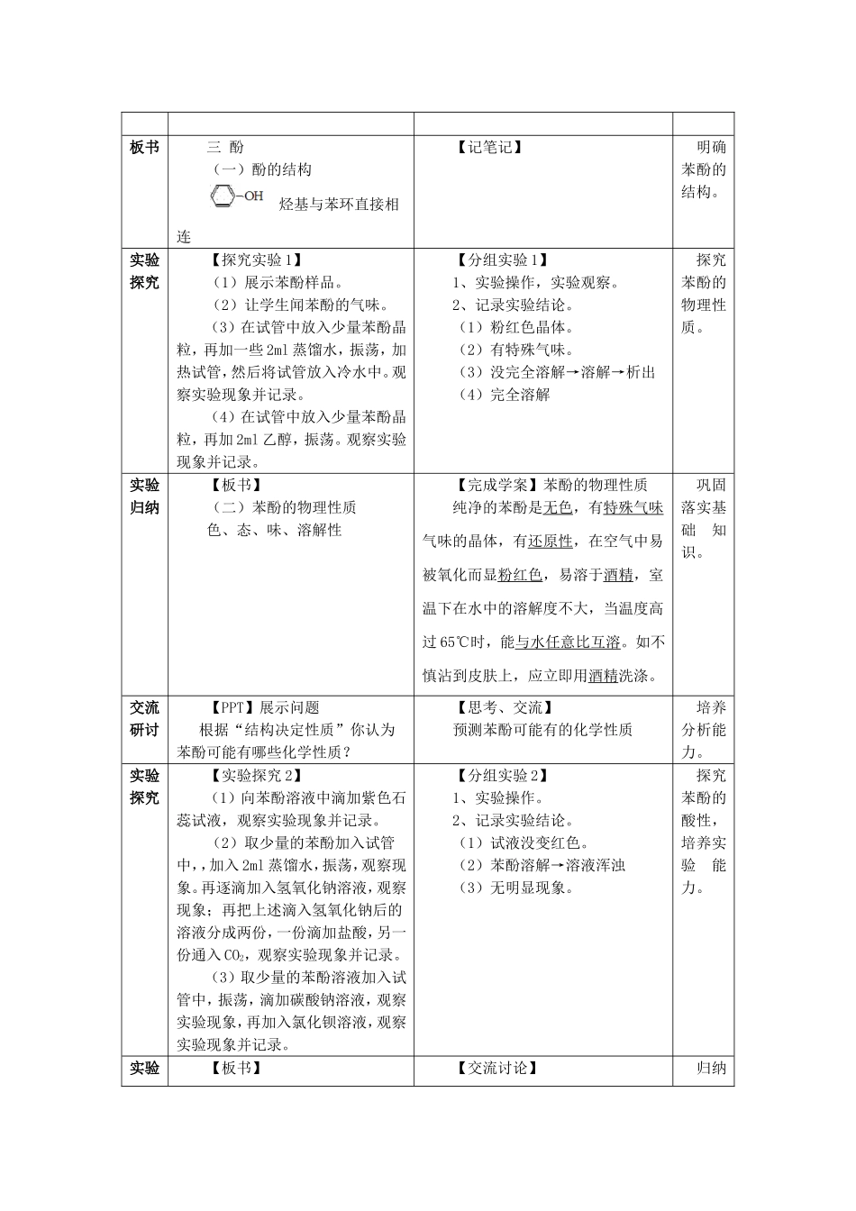 高中化学 第2章 第2节 醇和酚 第4课时教案 鲁科版选修5-鲁科版高二选修5化学教案_第3页