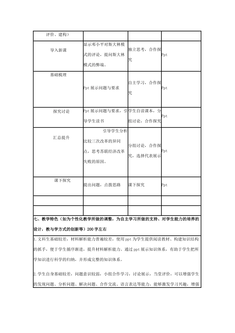 高中历史 第17课 苏联的经济改革教案6 岳麓版必修2-岳麓版高一必修2历史教案_第3页