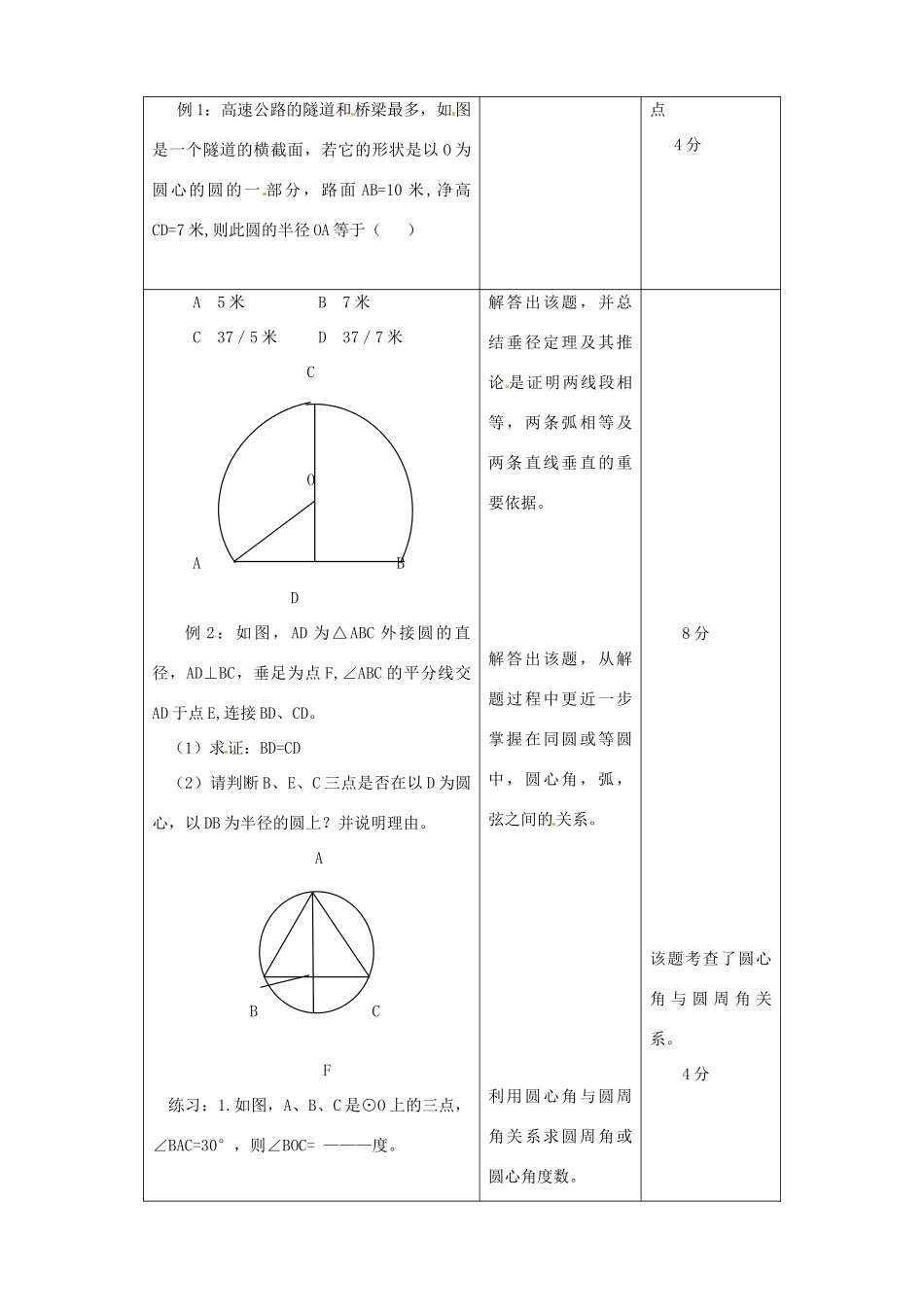 吉林省四平市第十七中学九年级数学上册《24.1.2 圆的性质的习题课》教学设计 新人教版_第2页
