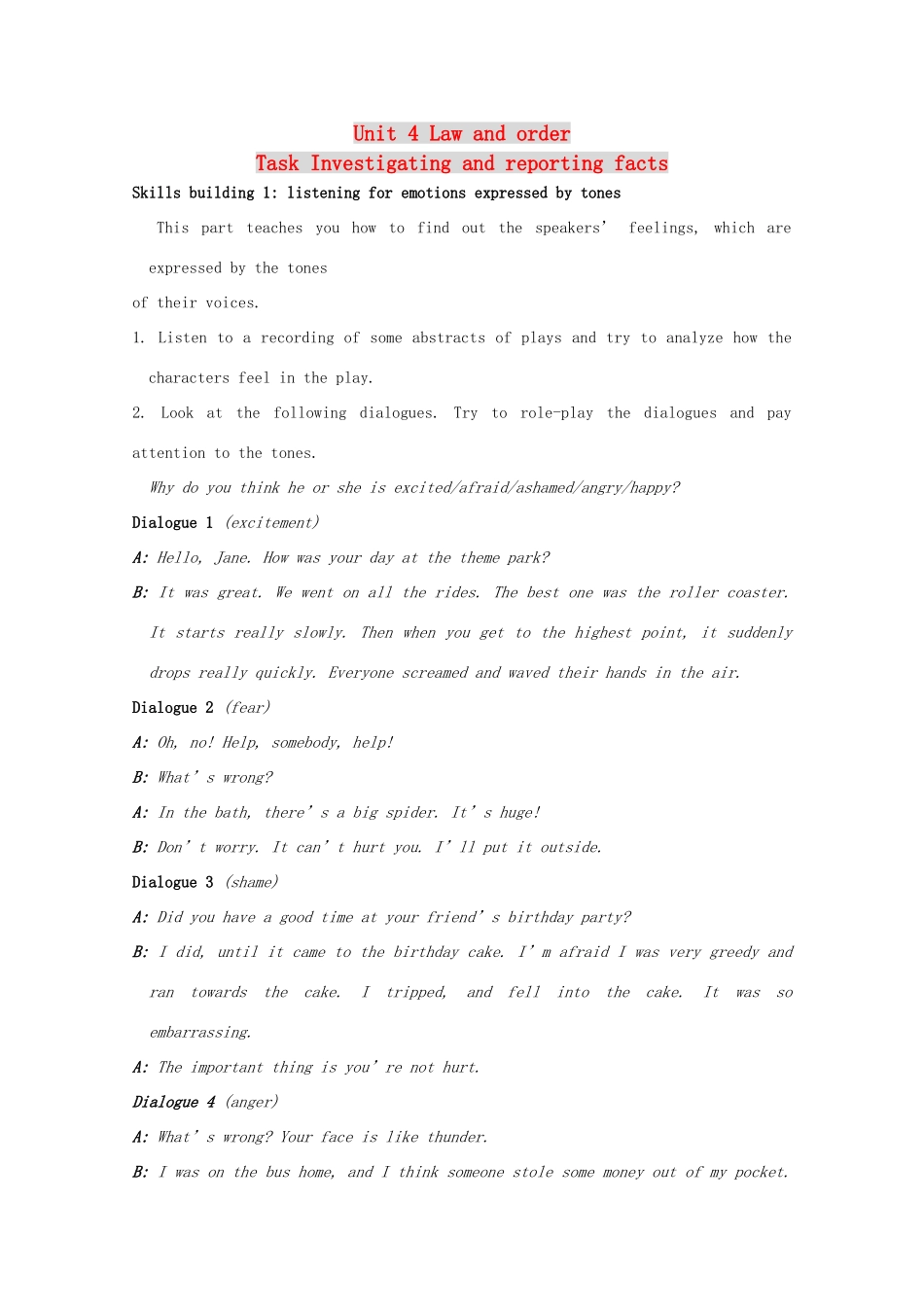 高中英语 Unit4 law and order-task精品教案 牛津译林版选修10_第1页
