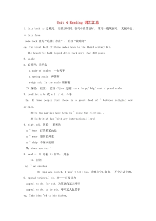 高中英语 Unit 4 Reading 词汇汇总 新人教版选修9