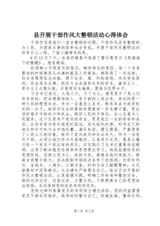 县开展干部作风大整顿活动心得体会