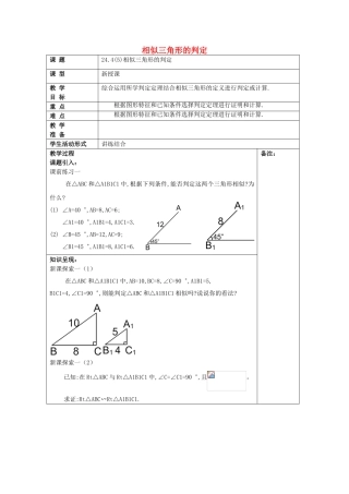 九年级数学上册 24.4 相似三角形的判定（5）教案 沪教版五四制-沪教版初中九年级上册数学教案