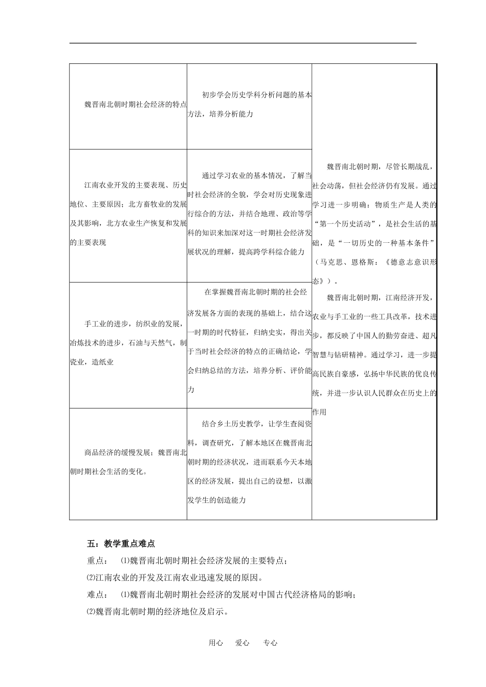 高中历史：3.3 魏晋南北朝时期的社会经济 教案（3）（旧人教版高三）_第3页
