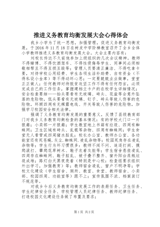 推进义务教育均衡发展大会心得体会