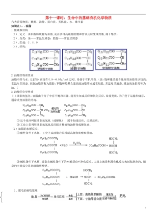高中化学 第十一课时 生命中的基础有机化学物质教案(练习无答案) 新人教版选修5
