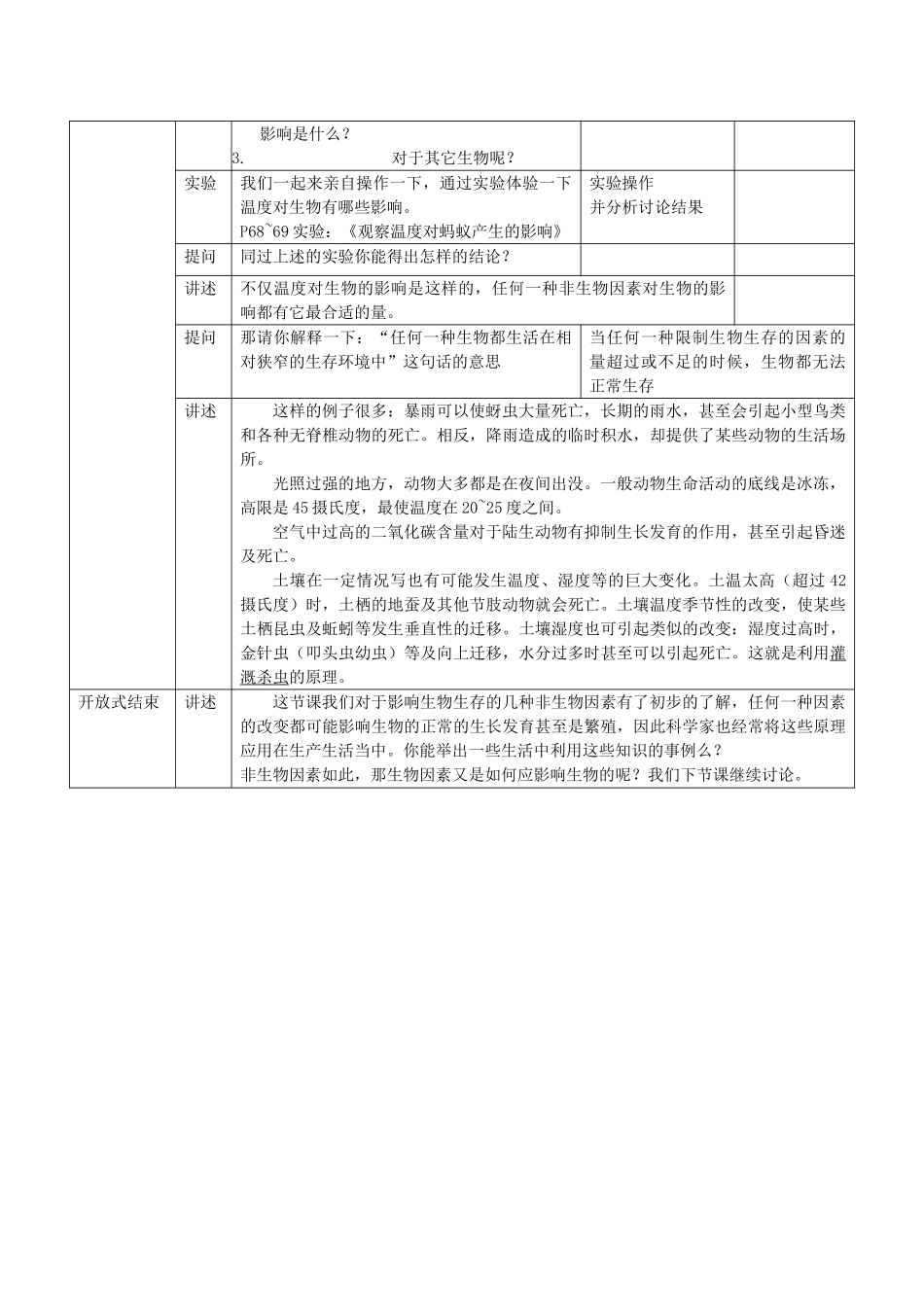 八年级生物下册 第14章 第一节 环境对生物的影响教学设计 北京课改版-北京课改版初中八年级下册生物教案_第3页