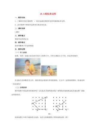 九年级数学上册 18.4 相似多边形教案 （新版）北京课改版-北京课改版初中九年级上册数学教案
