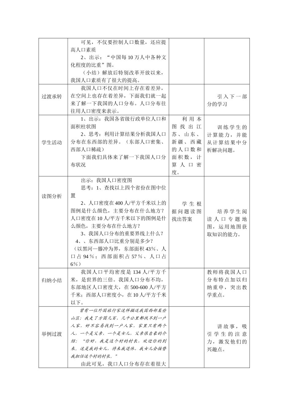 八年级地理第一章第二节 众多的人口　教案2人教版_第3页