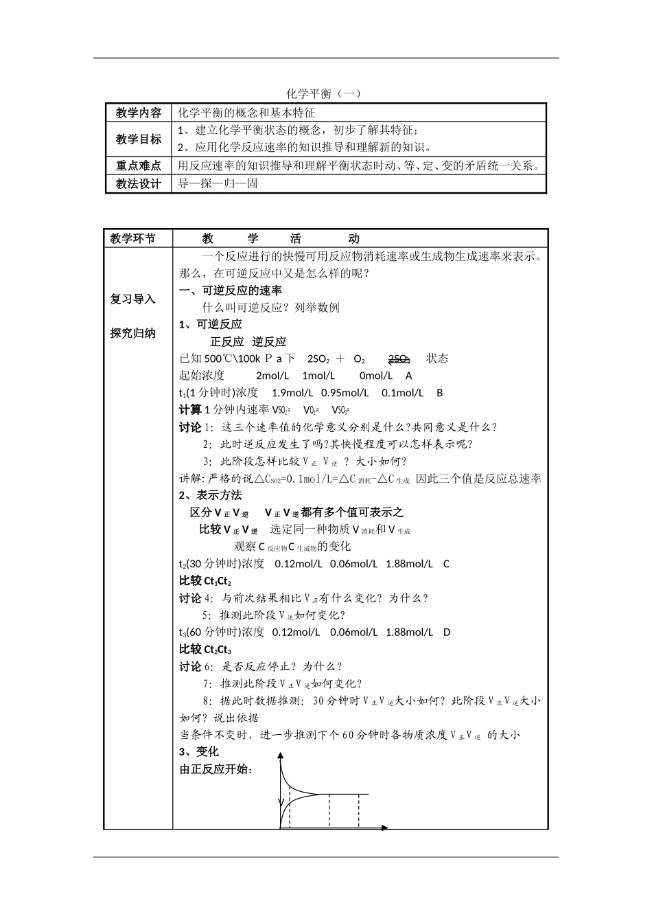 高中化学：2.2 化学平衡 教案（旧人教版必修2）_第1页