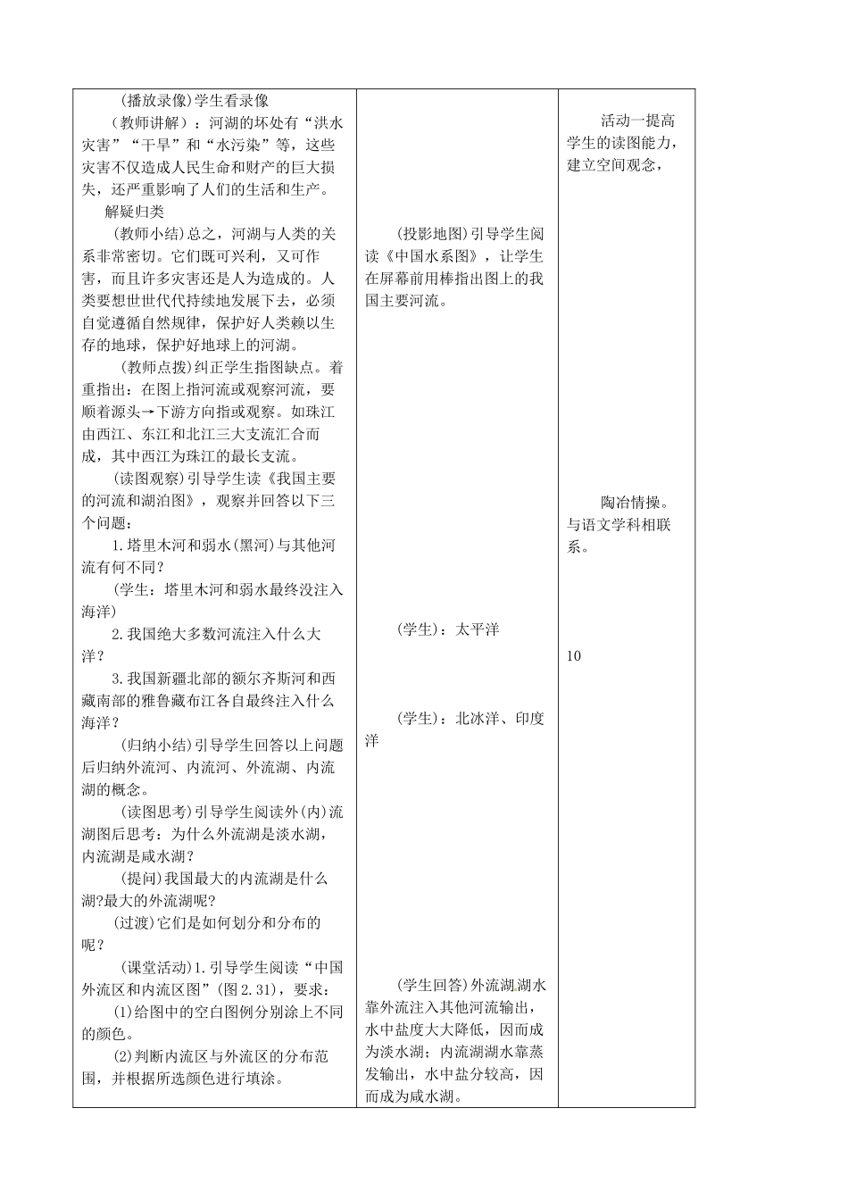吉林省四平市第十七中学八年级地理上册 2.3.1 河流和湖泊教案 新人教版_第2页
