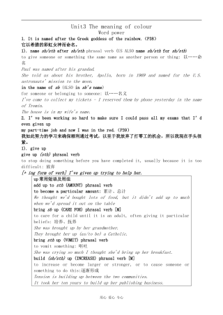 高中英语Unit3 The meaning of colour--Word power2牛津版选修9