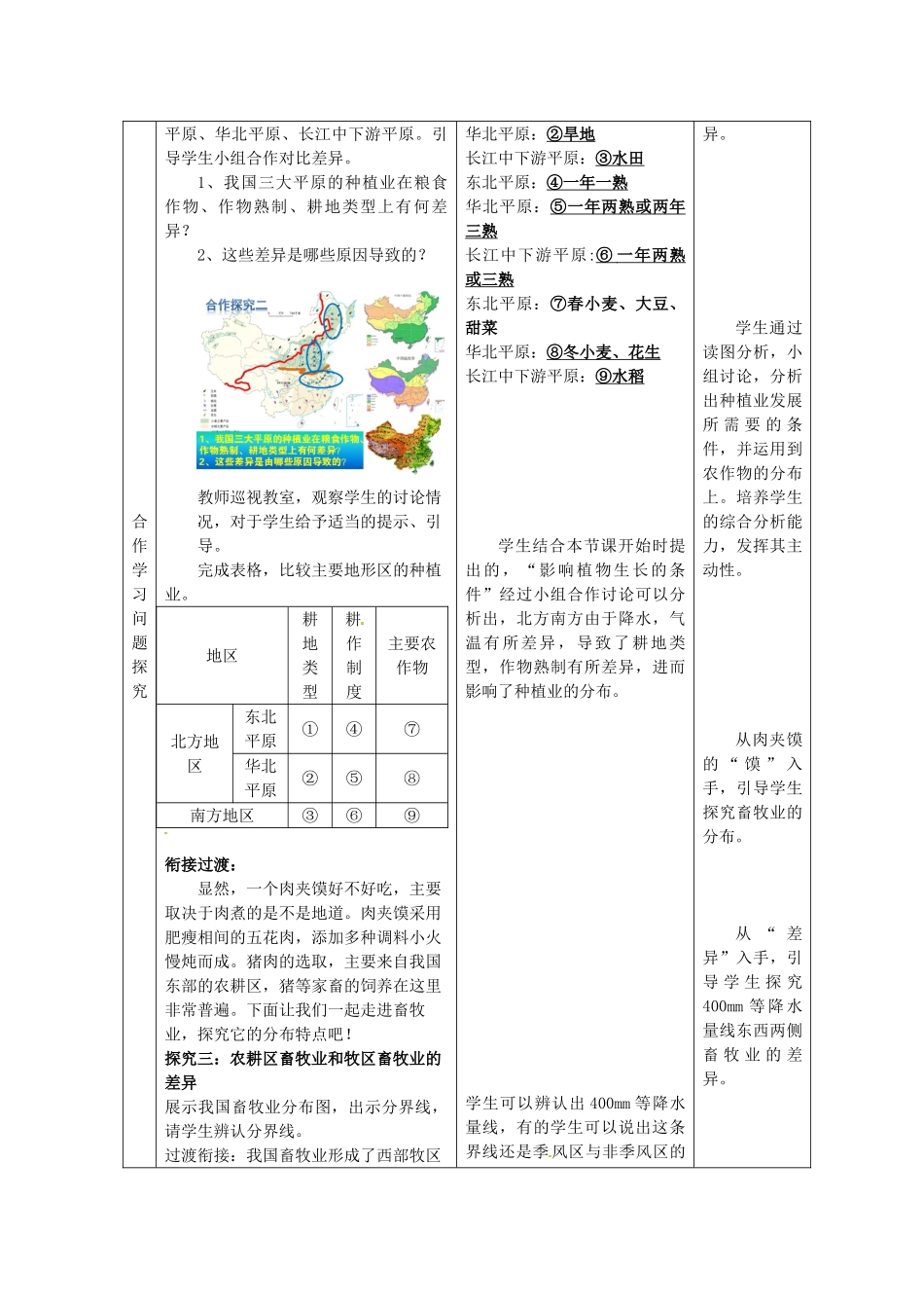 八年级地理上册 第4章 第1节 因地制宜发展农业（第1课时）教案2 （新版）商务星球版_第3页