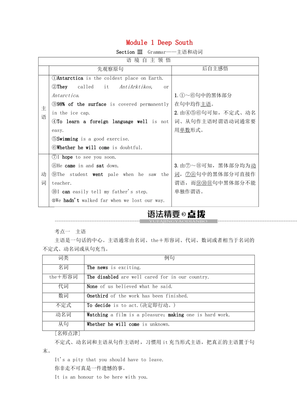 高中英语 Module 1 Deep South Section Ⅲ Grammar（教师用书）教案 外研版选修8-外研版高二选修8英语教案_第1页