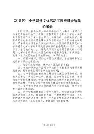 XX县区中小学课外文体活动工程推进会给我的感触