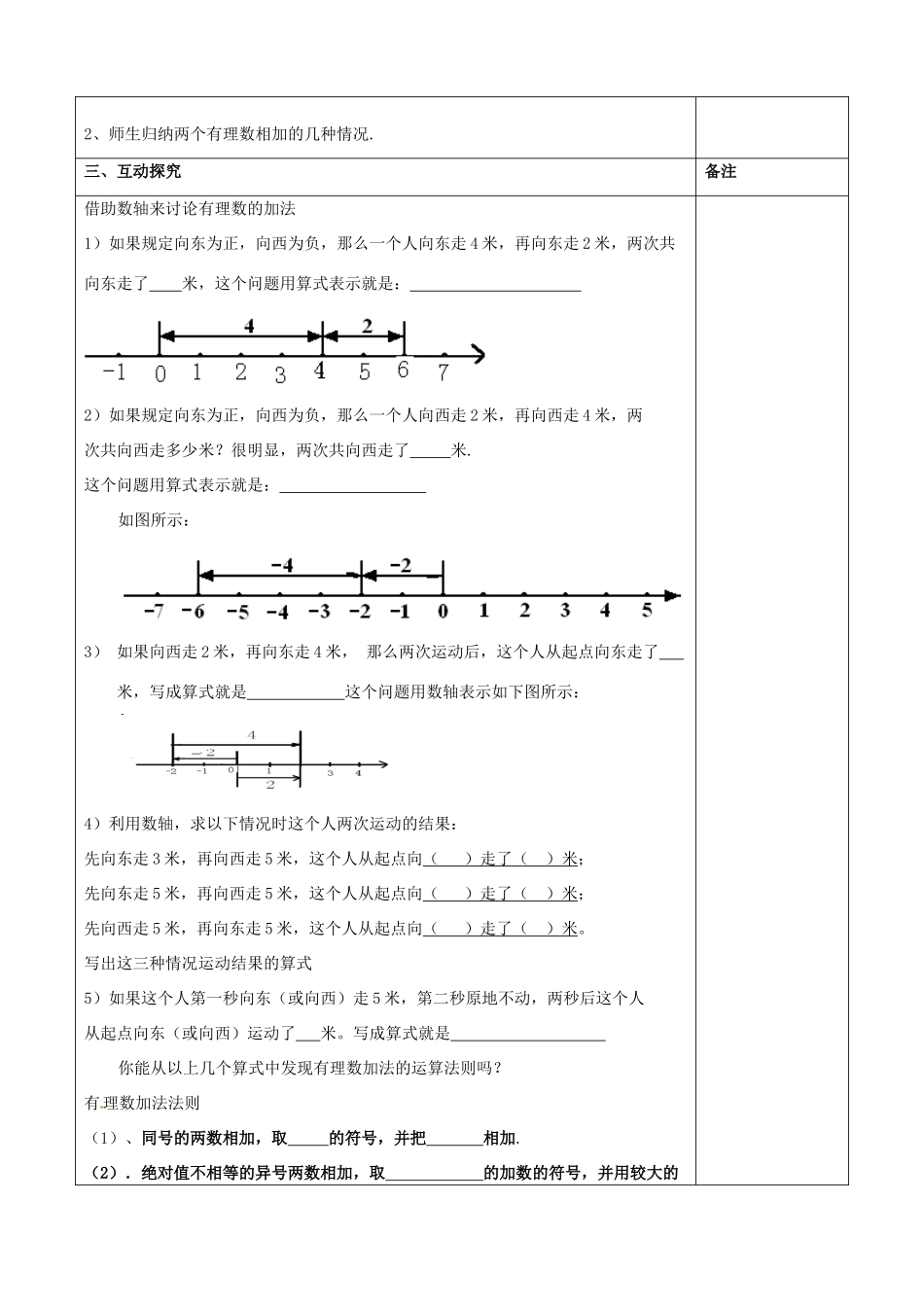 江苏省连云港市云台中学七年级数学上册 2.5有理数的加法教案 （新版）苏科版_第2页