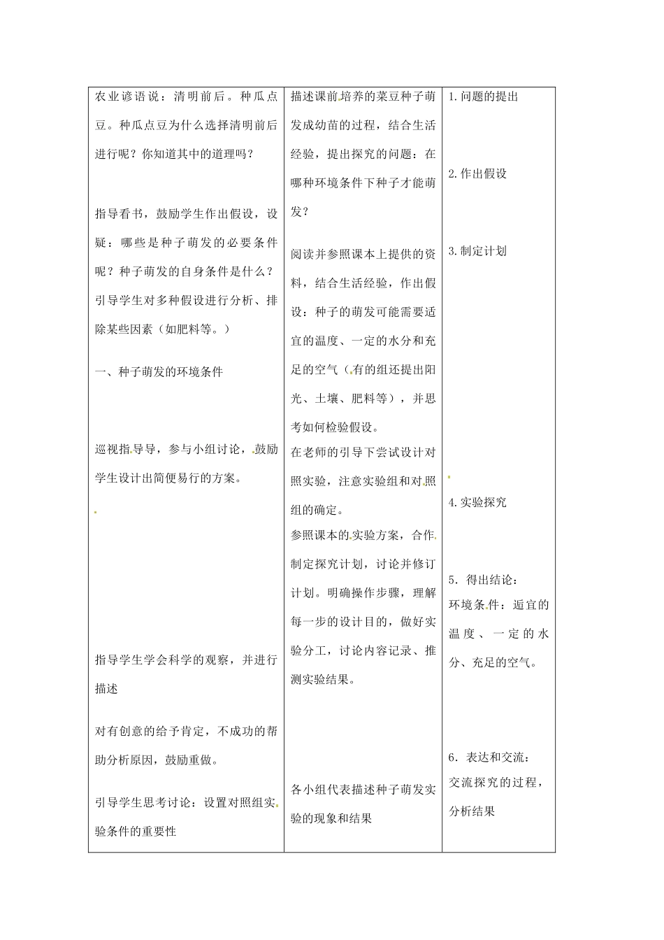 吉林省四平市第十七中学七年级生物上册 种子的萌发教案1 新人教版_第2页