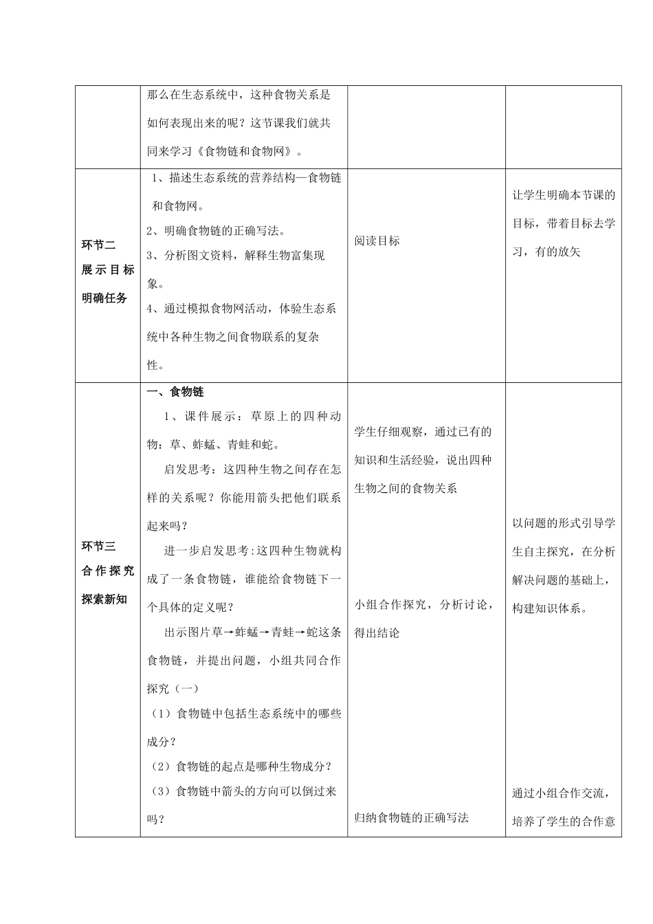 八年级生物下册 第六单元 第二章 食物链和食物网教案 （新版）济南版-（新版）济南版初中八年级下册生物教案_第2页