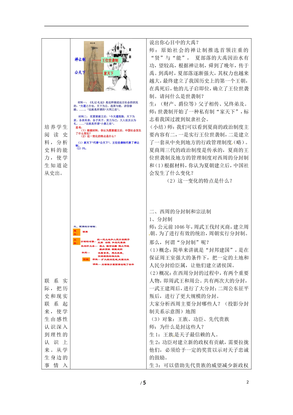 高中历史 专题一 古代中国的政治制度第一节《中国早期政治制度的特点》合作探究型教案2 人民版必修1_第2页