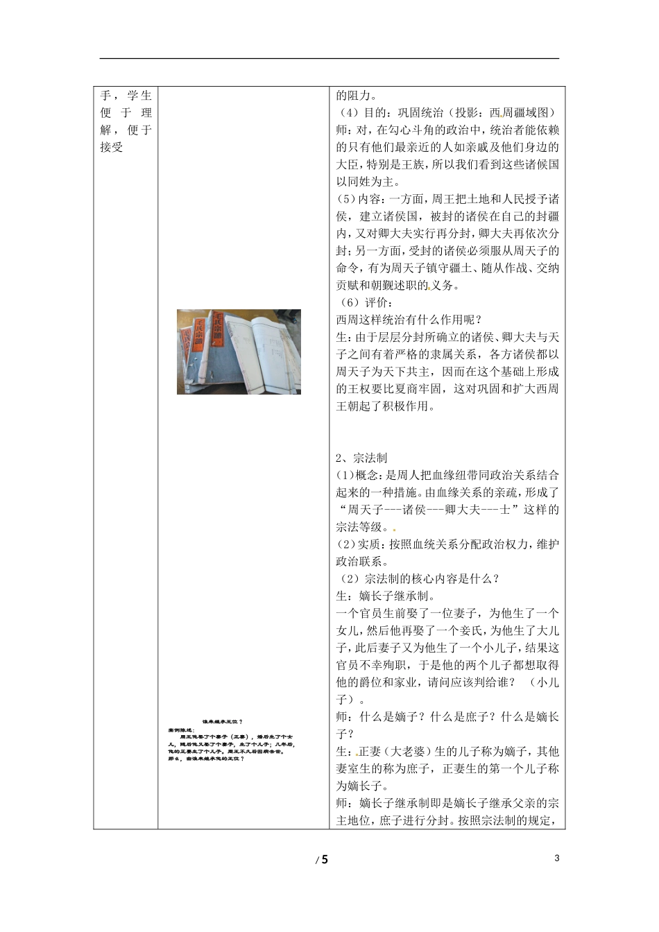 高中历史 专题一 古代中国的政治制度第一节《中国早期政治制度的特点》合作探究型教案2 人民版必修1_第3页