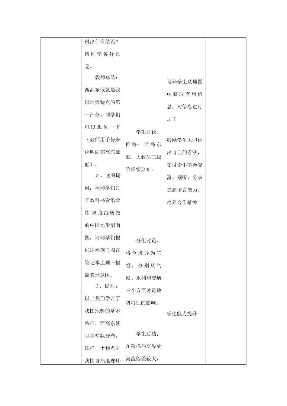 八年级地理上册 第二章 第一节《地形地势特征》教案 （新版）商务星球版-（新版）商务星球版初中八年级上册地理教案_第3页