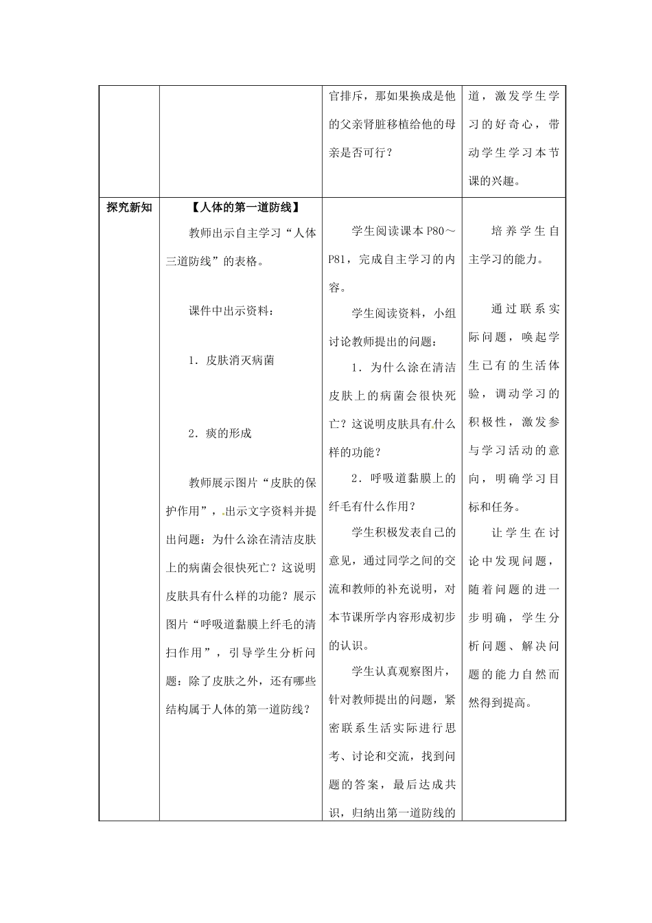 八年级生物下册 第八单元 健康地生活 第一章 传染病和免疫 第二节 免疫与计划免疫教案 （新版）新人教版-（新版）新人教版初中八年级下册生物教案_第2页