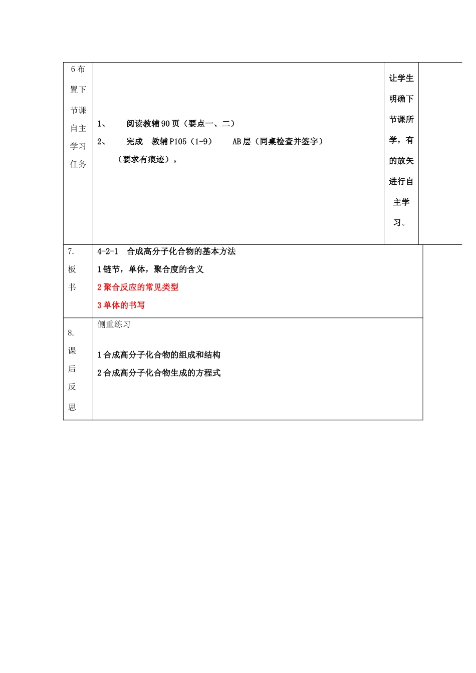 高中化学 第五章 进入合成有机高分子化合物的时代 5.1 合成高分子化合物的基本方法复习课教案 新人教版选修5-新人教版高二选修5化学教案_第3页