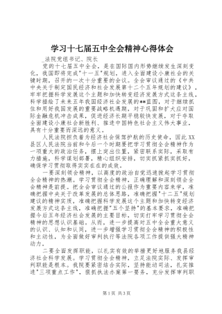 学习十七届五中全会精神心得体会
