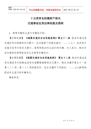 十五类常见轻微财产损失交通事故定责法律依据及图例